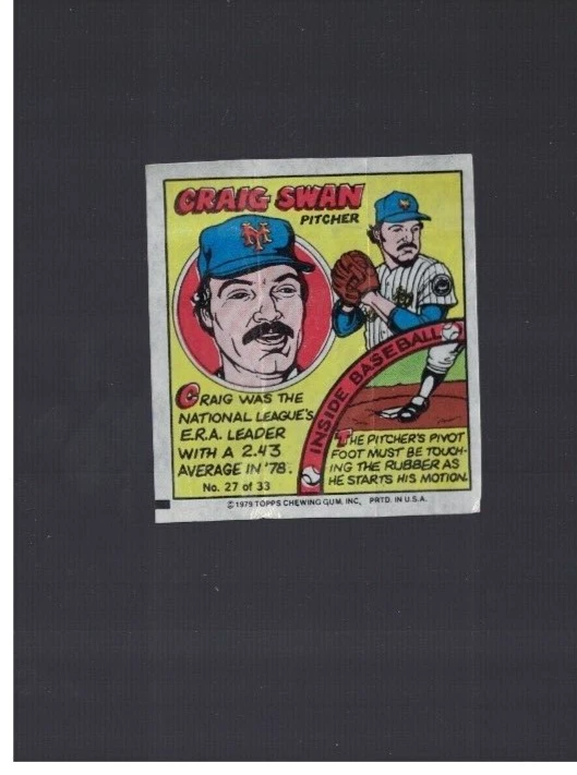 Craig Swan New York Mets 1979 Topps Chewing Gum Comic - Image 1 of 1