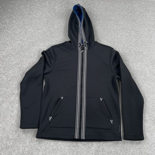 Michael Kors Felpa con Cappuccio Media Nero Pile Fodera Bianca Righe Finiture Cerniera