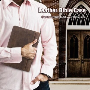 Holy Bible Protective Cover Case Book Cover Case Bag Vintage Genuine Leather - Picture 1 of 8