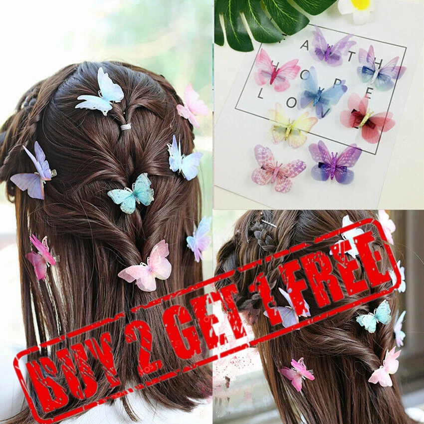 3D Butterfly Hair Clips Mixed Imitation Festival Summer Party Wedding Kid Gift - Image 1 of 4