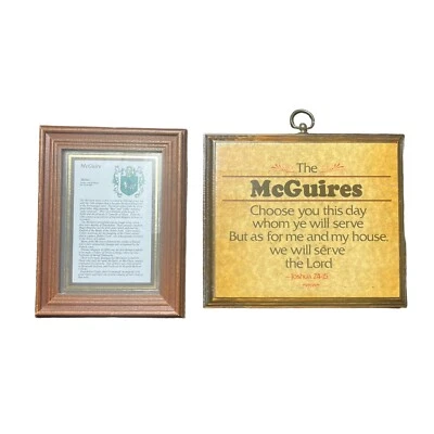 McGuire Lot Of 2- Personalized Family Last Name Sign Custom Coat Of Arms Verse - Image 1 of 4