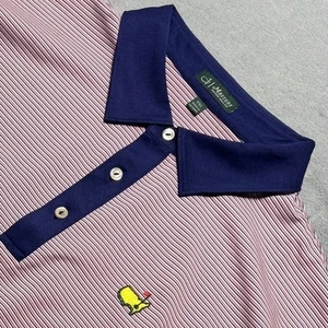 Masters Peter Millar Golf Polo Shirt Men 2XL Stripe Stretch Performance Red Blue - Picture 1 of 13