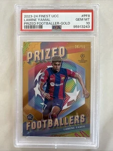 2023-24 Topps Finest Prized Footballers Gold Refractor Lamine Yamal RC /50 PSA10 - Bild 1 von 6