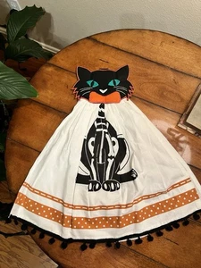 Halloween Scheletro Spettrale Gatto Nero Gattino Asciugamano Cucina Dingle Palline Decorazione Casa - Foto 1 di 7