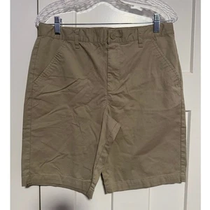 Khaki Chino Flat Front Boys Husky Size 16 Uniform Shorts - Picture 1 of 3