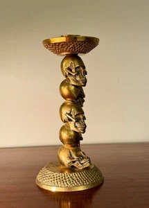 D.L. & CO Brass Skull Candlestick • Gothic Luxury • 19cm • Heavy & Rare - Picture 1 of 6