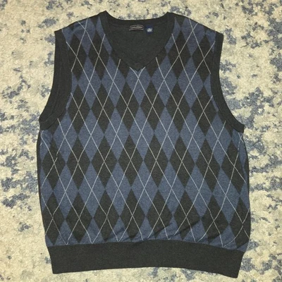 Saddlebred Sweater Vest V-Neck Golf Pullover Cotton Men’s L Tall Man Blue - Image 1 of 3