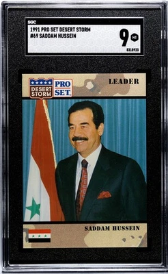 1991 Pro Set Desert Storm SADDAM HUSSEIN SGC 9 Rookie Card #69 SP RC - Image 1 of 2