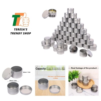 Metal Candle Tins with Lids, Round Bulk Metal Candle Jar, Matte Finish, Round... - Image 1 of 4