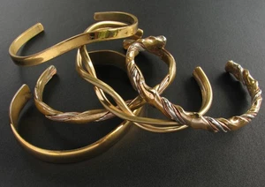Vintage Signed Sergio Lub Cuff Bracelets Copper Brass Twisted Plain Mix Lot of 5 - Picture 1 of 11