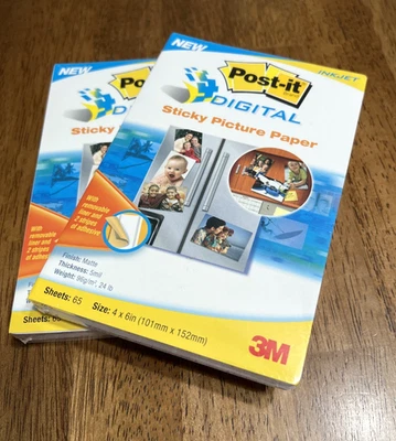 2-Packages 3M Post-It Digital Sticky Picture Paper For Inkjet/Photo Printers 4x6 - Image 1 of 4