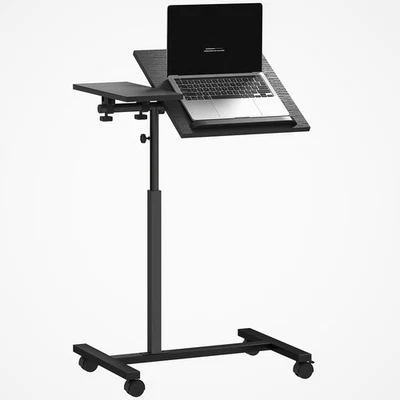 HOMCOM Tavolino da Divano Porta PC Ruote Bloccabili e Piano Inclinabile Nero - Immagine 1 di 4