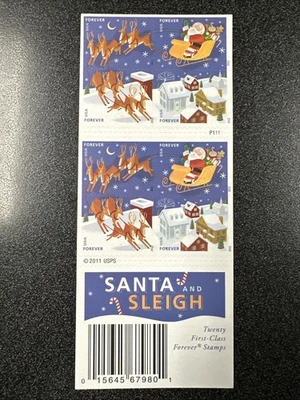 #4712-15 Santa & Sleigh Christmas Forever Stamp Booklets Of 20 - Image 1 of 2