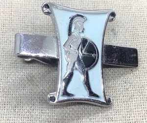 Vintage Mens Swank Chunky Enameled Unique Militay Man Tie Bar G450 - Picture 1 of 3