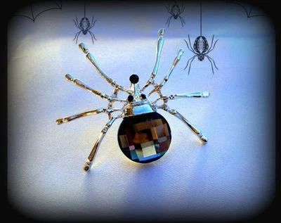 黑色蜘蛛针银色胸针~万圣节服装配件女士~WICKED WITCH — 第 1/4 张图片