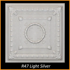 Hágalo usted mismo Azulejos de techo pegados espuma de poliestireno 20x20 R47 plateado paquete de 8 (21,12s/f) venta - Imagen 1 de 3