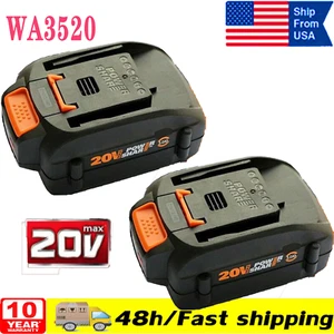 2-PACK 20 Volt For WORX WA3525 20V 3.0Ah Max Lithium Battery Power Tools WA3520 - Picture 1 of 17