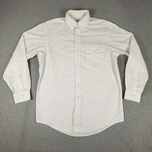 Camicia Brooks Brothers uomo taglia 15,5 bianca vestito con bottoni manica lunga * - Foto 1 di 9