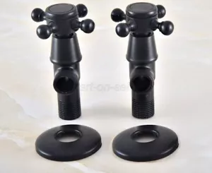 2pcs Oil Rubbed Bronze 1/2"malex 1/2" male Brass Bathroom Angle Stop Valve - Picture 1 of 7