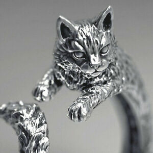 Cute Silver Cat Ear Open Knuckle Rings Adjustable Women Charm Party Jewelry Gift