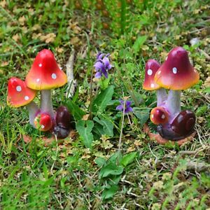 Mushroom Sculpture Lawn Decoration Animal Snails Figurine Mushroom Ornament