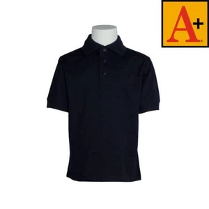 School Apparel A+, Unisex Short Sleeve Pique Knit Polo, NWT, Navy, Youth/Adult - Picture 1 of 1