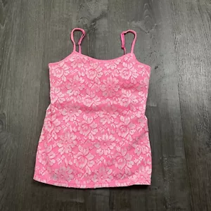 Reggiseno Justice Girls Tank Cami top camicia rosa bianco pizzo foderato taglia 12 - Foto 1 di 5