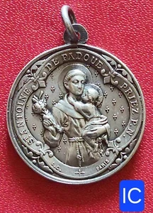 Belle Médaille Argent 26 mm - St Antoine De Padoue Grottes Brives Par Chalin - Picture 1 of 3