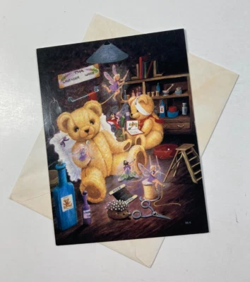 Teddy Bear & Fairies Get Well Soon Greeting Card Barbara Mitchell Leanin Tree - Image 1 of 3