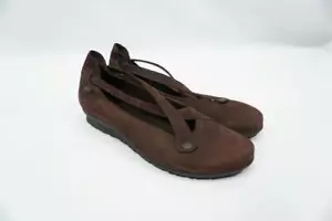 ARCHE FRANCE 39 USED BROWN NUBUCK LEATHER COMFORT STRAPPY FLATS/SANDALS - Picture 1 of 11