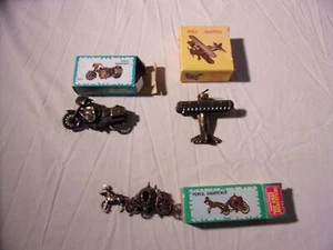 3 Die Cast Miniature Pencil Sharpeners Plane Horse & Carriage Motorcycle 1980's - Picture 1 of 4