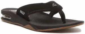 Sandalo infradito infradito Reef Fanning da uomo perizoma nero argento UK taglia 6-11 - Foto 1 di 18