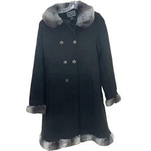 Rothschild Girls' Black Long Warm Winter Overcoat, Polyester, Size 16, Preowned - Picture 1 of 4