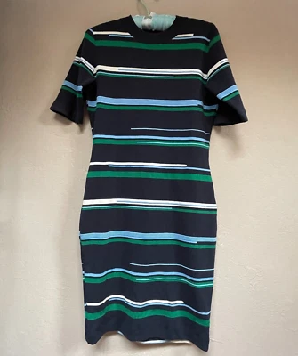 GREY Jason Wu Women's Small Crewneck Short Sleeve Multicolor Striped Knit Dress - Image 1 of 4