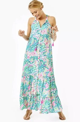 Maxi Vestido Lilly Pulitzer Luliana XS Multi Uno en Melón 005715 Nuevo Con Etiquetas $198 Foto 1 de 4