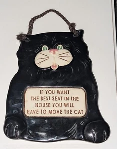 Smoky Mountain Pottery Black Cat Wall Plaque (Best Seat In The House) - Picture 1 of 2