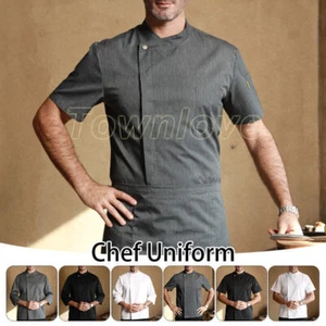 Men Chef Uniform Kitchen Jacket Coat Short/Long Sleeve Cooking Restaurant Top - Picture 1 of 30