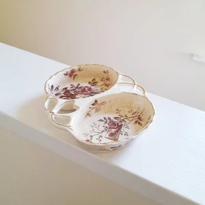 1890s Vintage Ironstone Double Dish Edge Malkin & Co Burslem Trentham Two Part - Picture 1 of 9