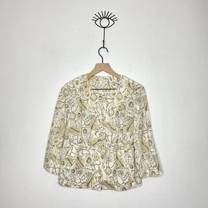 J Jill Women's Size Small Paisley Floral Linen Blend Button Down Blazer Jacket - Picture 1 of 3