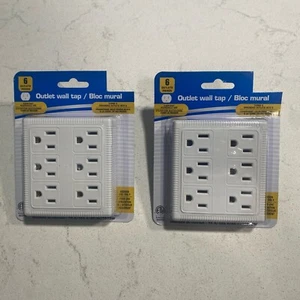 6 Outlet Wall x 2 Adapter Multi Plug Power Splitter Electrical Socket New - Picture 1 of 2
