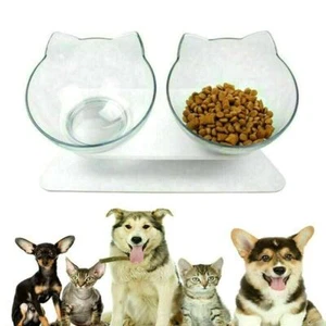 1x Cat Dog Pet Feeder Double Elevated Bowl Food Water Raised Lifted Stand Bowls - Picture 1 of 12