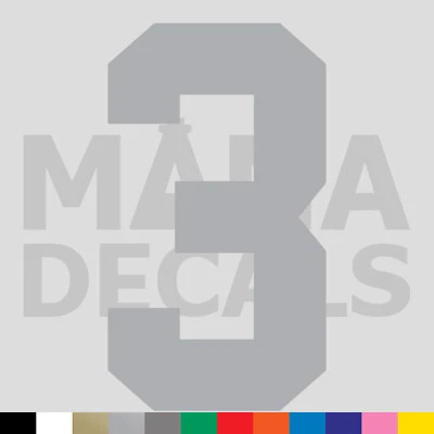 Calcomanía adhesiva troquelada de vinilo número tres 3 - Jersey deportivo atleta universitario Foto 1 de 2