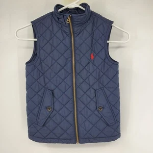 Polo Ralph Lauren Diamond Quilted Navy Blue Boy's Zip Up Puffer Vest Size 5 - Picture 1 of 8