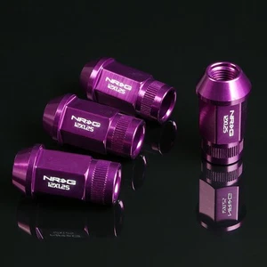 NRG ANODIZED ALUMINUM OPEN END TUNER WHEEL RIM LUG NUTS LOCK M12x1.25 PURPLE 4PC - Picture 1 of 6