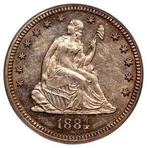 1884 25C Liberty Seated Quarter PCGS OGH AU58 - Imagen 1 de 3