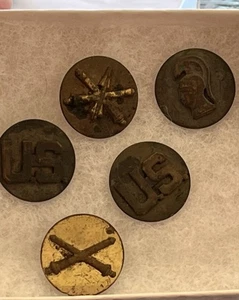VTG WWII ARMY MILITARY US COLLAR BRASS PINS, 4 Pins - Picture 1 of 6