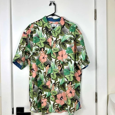 Camisa Free Planet Hawaiian Hula Girl Abotonada Manga Corta Para Hombre Talla 3X Grande Foto 1 de 4