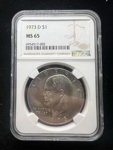 1973-D Eisenhower Ike Copper-Nickel Clad $1 MS 65 NGC #104 - Picture 1 of 2