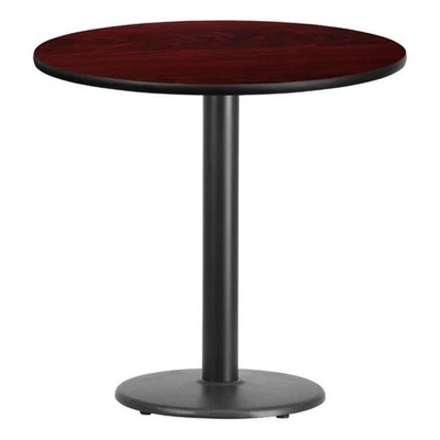 Mesa de jantar redonda de madeira para restaurante Flash Furniture 30" em mogno preto - Imagem 1 de 2