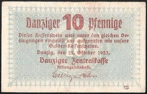 DANZIG 10 Pfennige 1923 P:35 VF - Picture 1 of 2